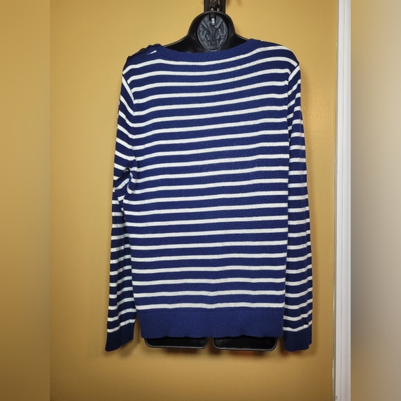 Talbots Women’s Lambswool Blend Nautical Stripe Gold Whale Sweater sz XL - Picture 3 of 8